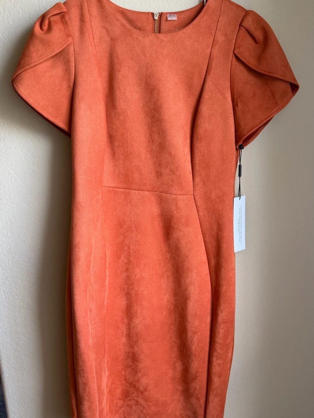 Calvin Klein Women's burnt Orange Suede Sheath Dress
